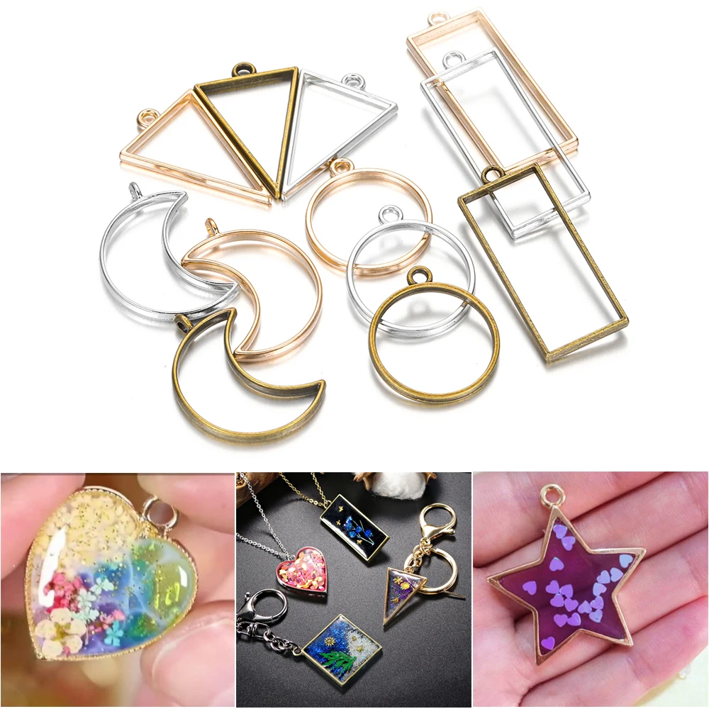

11pcs/Lot 7 Styles Hollow Glue Plated Geometric Polygonal Earring Stud Posts Connector For DIY Earrings Jewelry Making Supplies