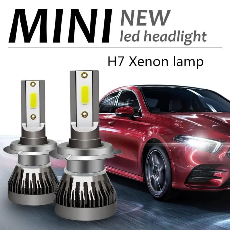 2pcs/pair Mini H7 LED Headlight Bulb Kit Foglight Waterproof 120W 12000LM White Light 6000K I68 Car Lights | Автомобили и