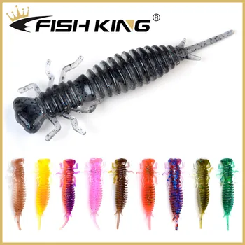 

FISH KING 5packs/lot Larva Soft Lures 50mm 76mm 89mm Fishing Worm Silicone Bass Pike Swimbait Odor Attractant Artificial Baits