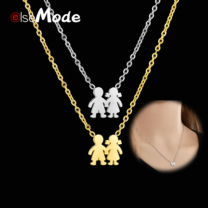 Кулон для дочери и ребенка ELSEMODE ожерелье из нержавеющей стали золотистого цвета