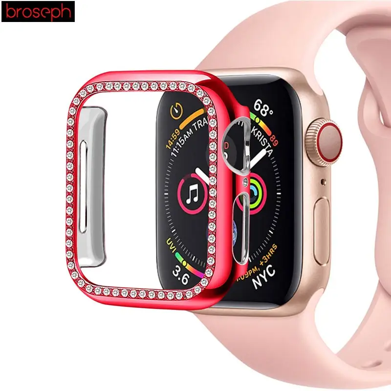

Screen Protective Case for apple watch 4 40mm 44mm Diamond Plating Watch Bumper Cover Frame for Iwatch Series 3 2 1 38mm 42mm