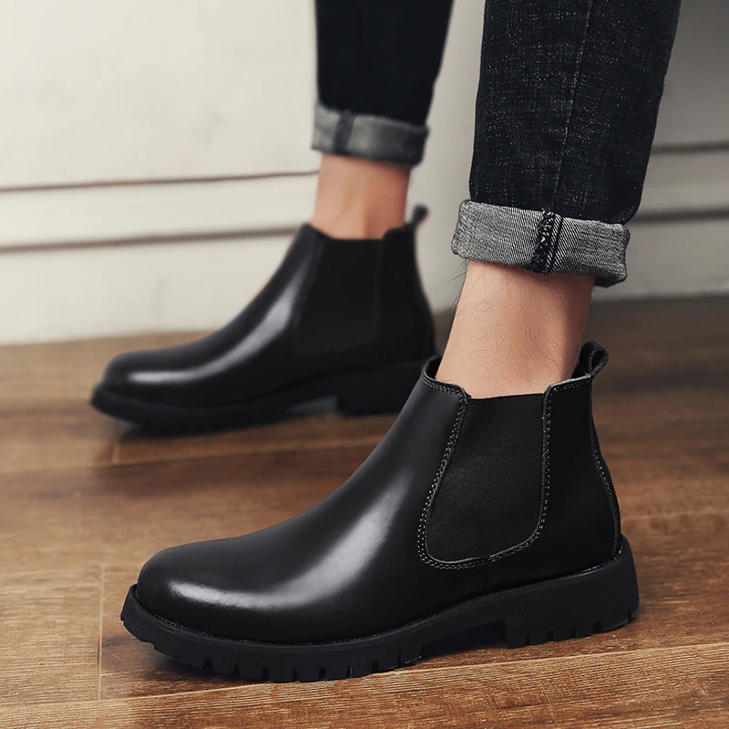 Winter Fur Warm Snow Boots Men Fashion Shoes Casual British Style Chelsea Slip-on Trend High HX-071 |