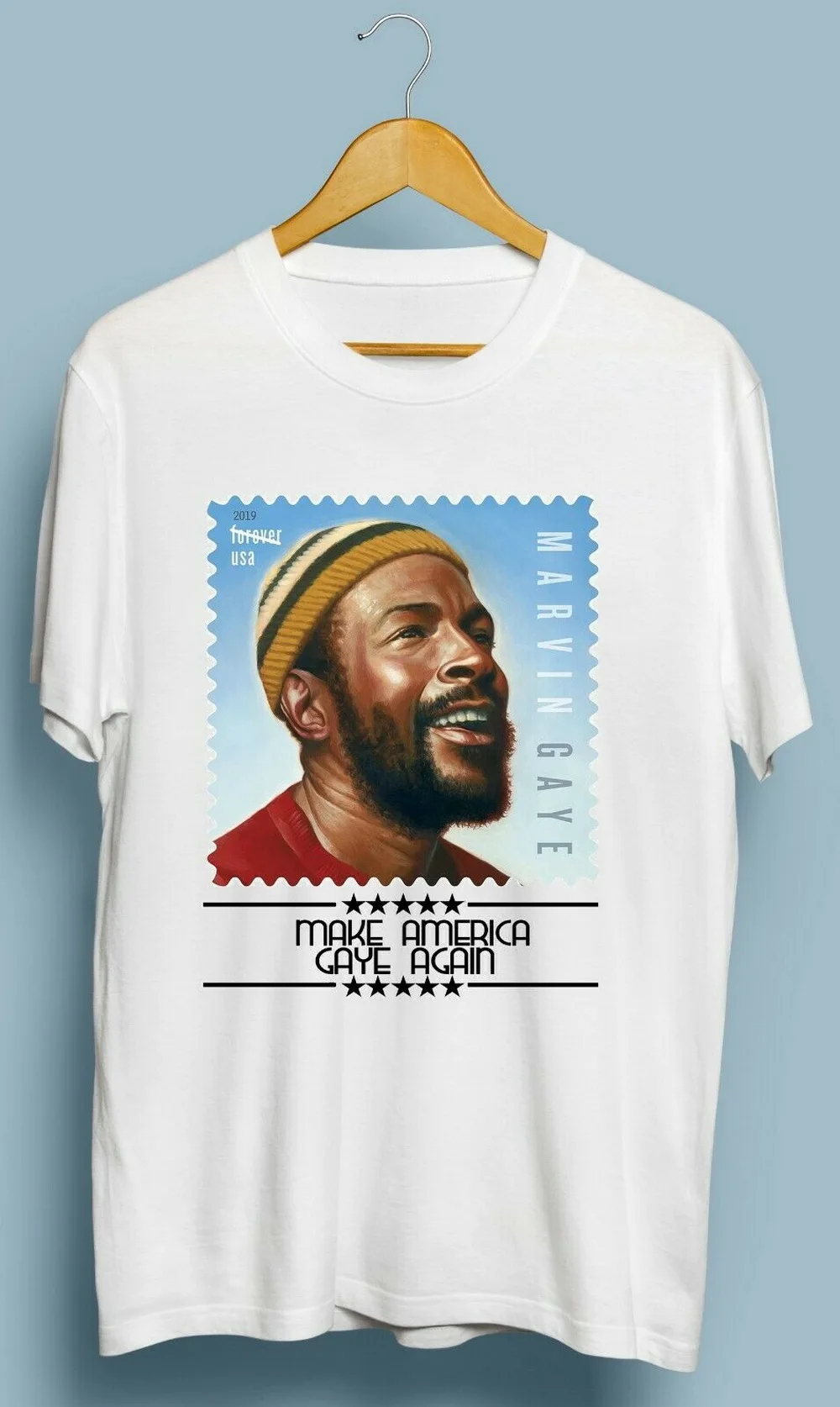 Винтажная Футболка Marvin Gaye Make America Again Размеры s m l Xl 2Xl Новая модная футболка |