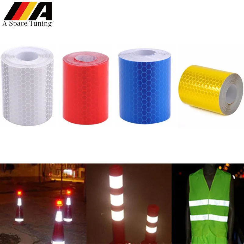 

5cmx100cm Car Styling Safety Mark Reflective Tape Sticker Self Adhesive Warning Tape Decoration Strip For Honda Kawasaki Toyota
