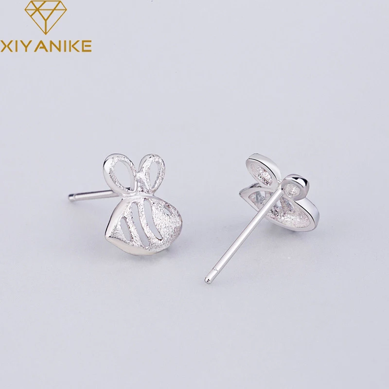 XIYANIKE Стерлинговое Серебро 925 пробы простые гладкие животные ручной работы гипоаллергенно трендовые серьги-гвоздики маленький простой подарочный набор украшений для ушей