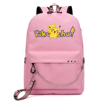

Pokemon Pikachu Backpack School Bags for Teenage Girls Shoulder Rucksack Bags Travel Laptop Chain Backpack Mochila with USB