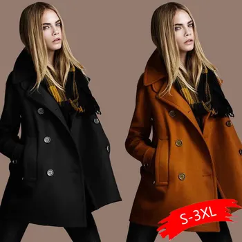 

Autumn and winter women's loose temperament lapel double-breasted coat women clothes fashion Drop Shipping 2020 New jackets