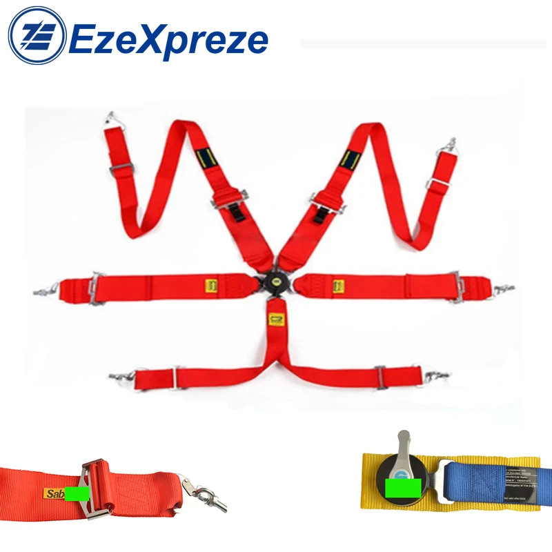 Universal Snap In 3 Inch 6 Point Racing Harness Safety Seat Belt with