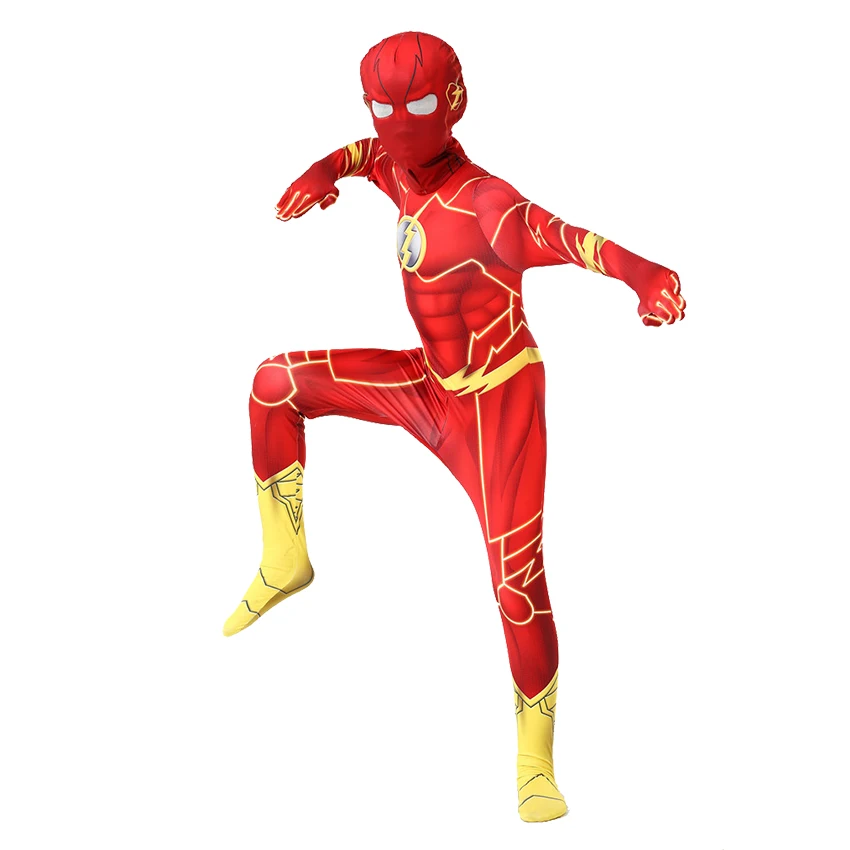 Superhero Flash Cosplay Anime Halloween Costumes for Kids Zentai Masquerade Jumpsuits Alien Party Festival Dress Movie Suit Boy cosplay jumpsuit superhero cosplay costume kids cosplay costume