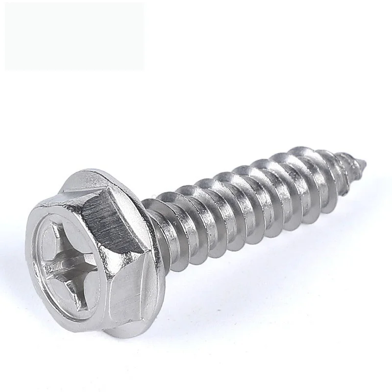 Self Tapping Screw 304 Stainless Steel Phillips Hex Cross Hexagonal Flange Cross Head Wood Nail M3 M4 M5 M6
