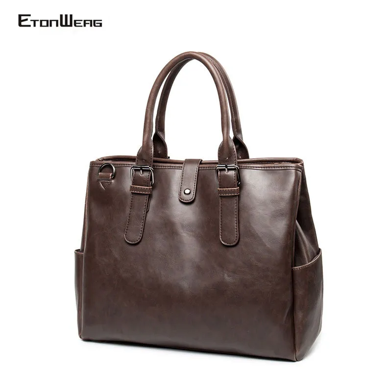 

Women's briefcase Crazy horse leather Handbag Men's Large capacity shoulder bag vintage Tote Luxury Brand designer bag 2022