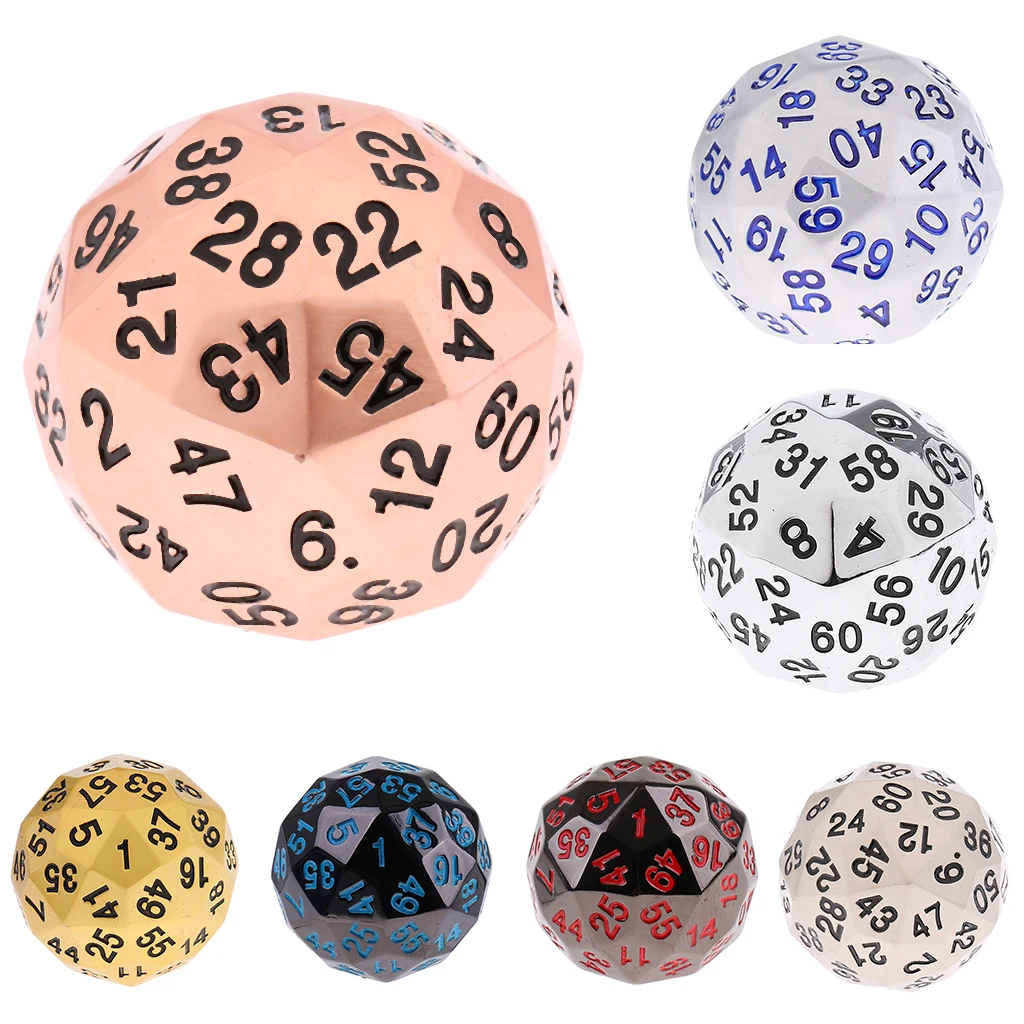 38mm Alloy Polyhedral Dice 60 Sided D60 Die for D&D RPG Board Game with Bag