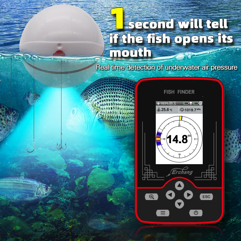 Fish Finder Erchang F13 Wireless Sounder Rechargable 100m Distance Lake River Sea Fishing