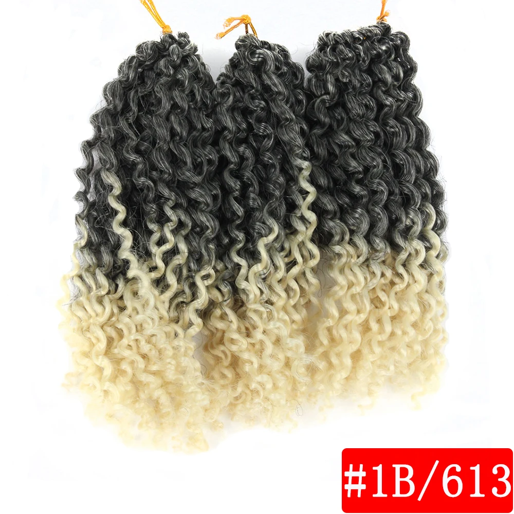 Ombre 1B/613 вязанные крючком косички весенние твист волосы 8 дюймов 3 шт./упак. 60 прядей афро волосы для заплетания, кудрявые синтетические волосы для наращивания - Цвет: 1B-613