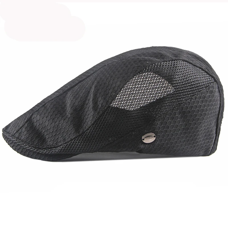 HT3209 Neue Baskenmütze Kappe Sommer Hut Männer Frauen Berets Flache Kappe Männlich Weiblich Atmungsaktive Mesh Cap für Männer Retro Künstler Maler Baskenmütze Hut – Detail 1
