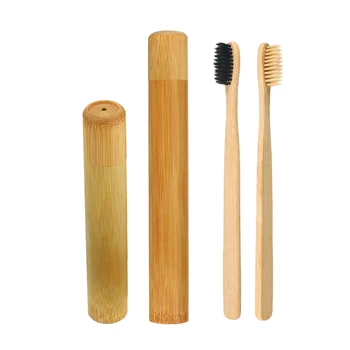 

1Set Bamboo Wooden Toothbrush With Holder Teeth Brush Soft-bristle Bamboo Fibre Tube Charcoal Tooth Brush Box Oral Care Set