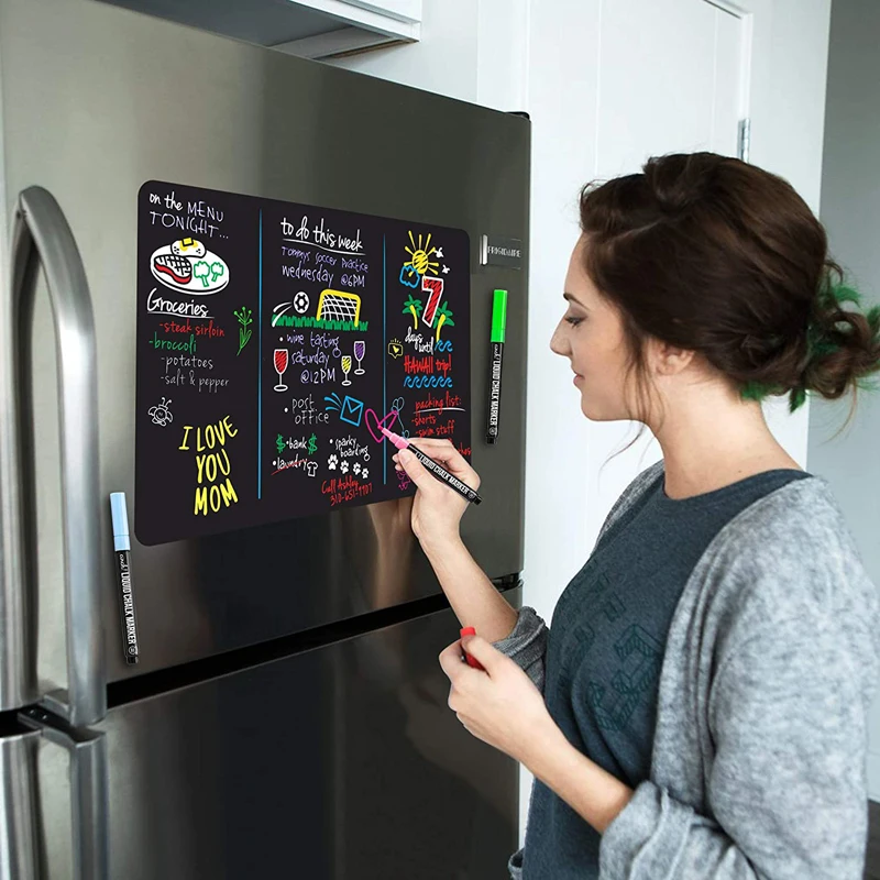 A4 Size Magnetic Mini Blackboard Dust-free Liquid Chalkboard Refrigerator Sticker Bulletin Board Weekly Planner Calendar blackboard stickers