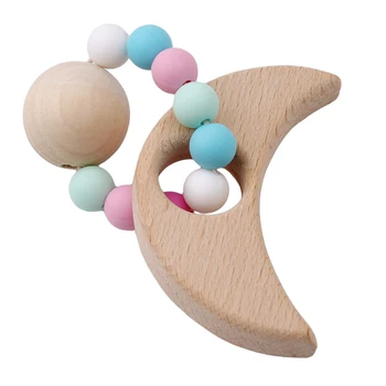 

New Baby Bracelet Animal Shaped Jewelry Teething For Baby Organic Wooden Silicone Beads Baby Rattle Stroller Accessories Toys