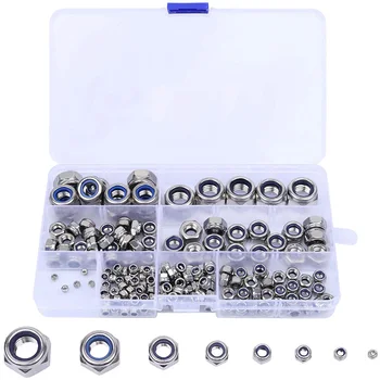 

Locknuts 170 Pcs Stainless Steel Self-Locking Locknut Nylon Hex Nut Nuts Assortment Screws Kits