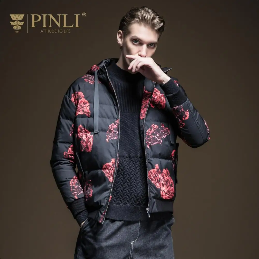 Sobretudo Direct Selling Pinli Product Made The New Autumn Men's Printed White Duck Down Warm Hooded Jacket B193608821
