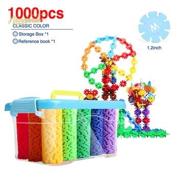 

NICROLANDEE 1000PCS/SET Snowflake Building Blocks Kids Educational Toy Interlocking Plastic Disc Non Toxic Fun Creative Building