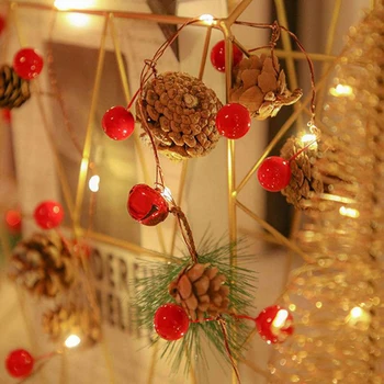 

Christmas Led Lights String Pinecone Copper Wire Lamp Christmas Tree Decor Fairy Light Battery Box Powered LED String Light