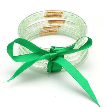 

120 Sets Wholesale 5PCS/Set 12 Month Birthstones Glitter Jelly Bangles All Weather Stack Silicone Plastic Glitter Jelly Bangles