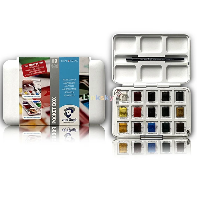 Bview Art Metal Watercolor Tin with Fold-Out Palette, Medium Watercolor  Tray Palette with 26 Empty Watercolor Half Pans For Art