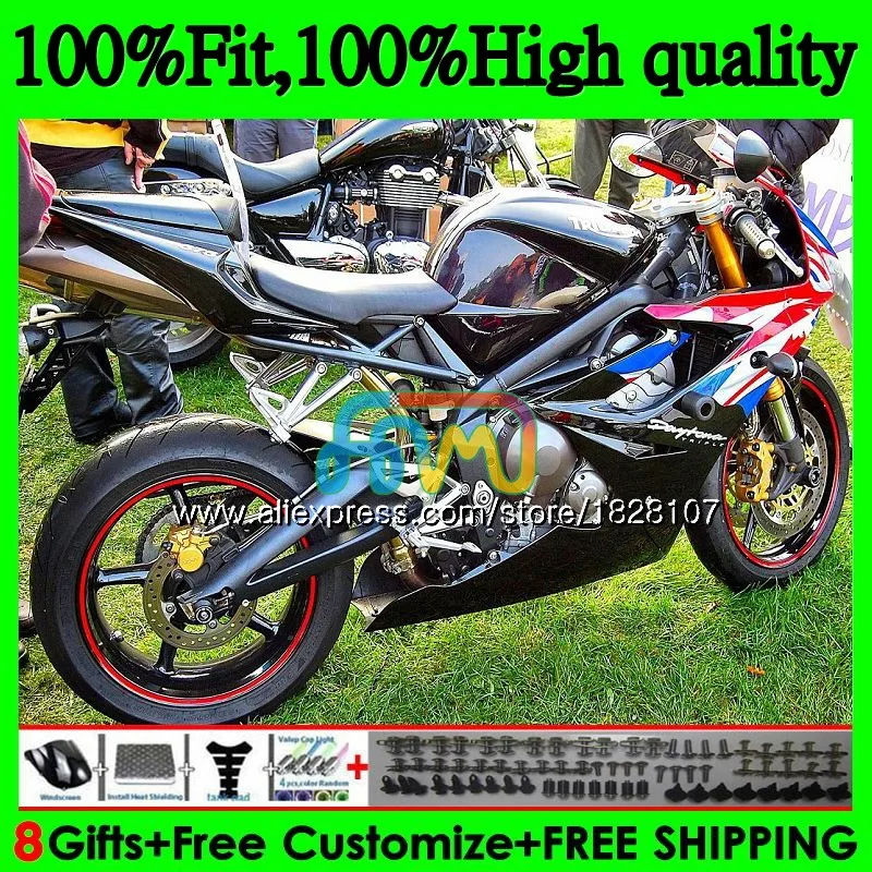 OEM литья под давлением для Triumph Daytona 675 09, 10, 11, 12, 82BS. 42 Daytona-675 Daytona675 2009 2010 2011 глянцевый черный 2012 Полный обтекатели
