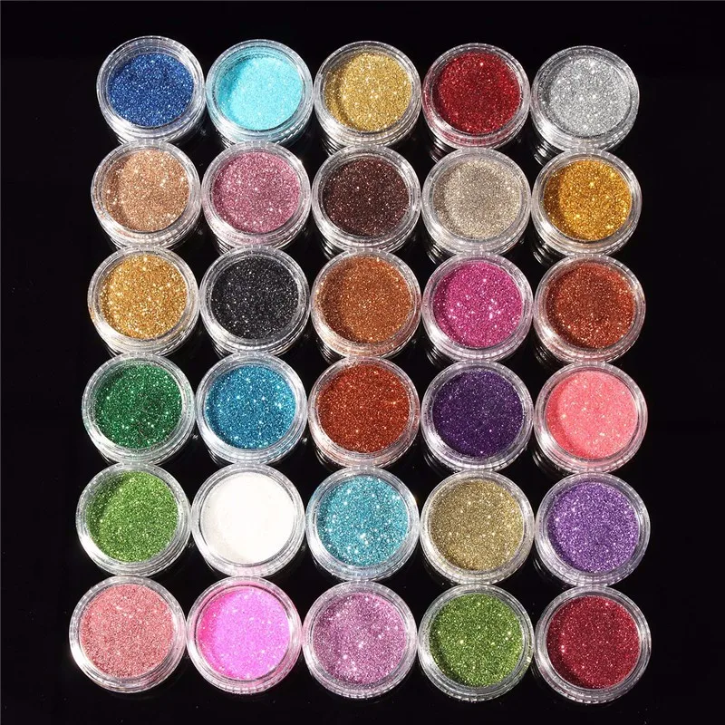 30pcs Mixed Colors Powder Pigment Up Set Eye Eyeshadow Spangle Shining Glitter Shadow Shimmer Mineral Cosmetics Makeup Make - Цвет: colors