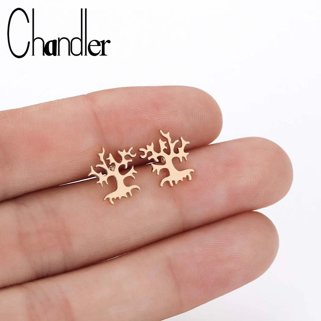 Чандлер Древо жизни серьги счастливые сережки-пуссеты-растения Statement Fashion Jewelry