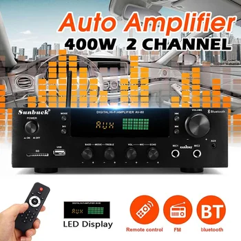 

Sunbuck 220V 400W Bluetooth Stereo Amplifier HiFi 2.0 Audio Power Remote Control Headphone Jack USB SD AV-80