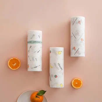 

Disposable Non-woven Paper Towel Fruit Cutlery Pattern Cleaning Cloth Household Non-stick Oil Towel Roll Paper-cut Kitchen Tools