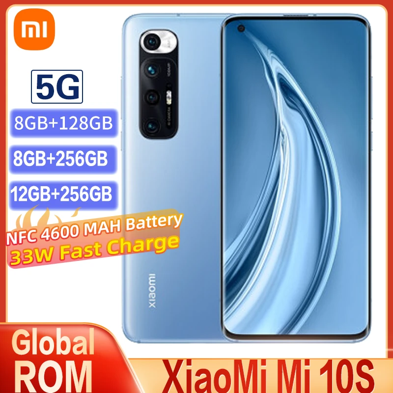Global ROM Xiaomi Mi 10S 5G Smartphone Snapdragon 870 CPU 108MP 4 Camera 90HZ Refresh AMOLED Screen 4600mAh Battery NFC laptop 8gb ram