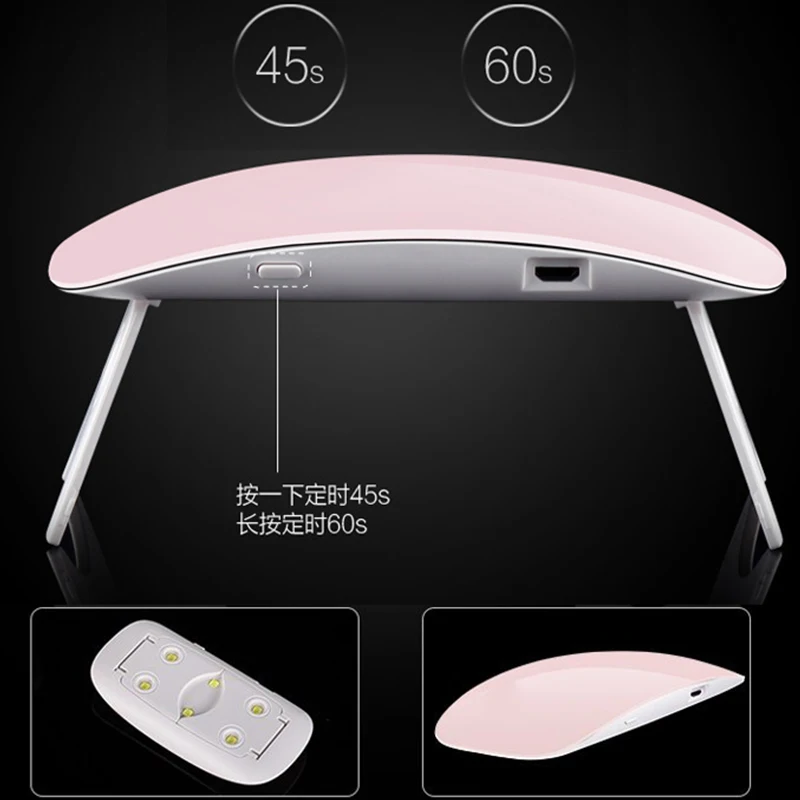 Description Picture 6 of item6W MINI Nail Art Machine LED Nail Gel Curing Lamp Light For Gel Polish Dryer 6Leds UV Nail Dryers Manicure Nail Art Tool 45,60S