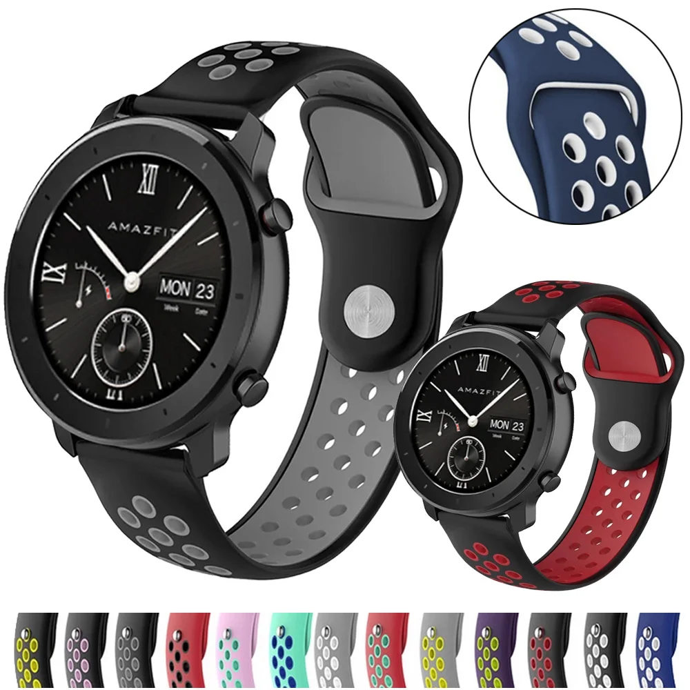 Дышащий спортивный силиконовый ремешок для Huami Amazfit GTR 42 мм сменный часов браслет