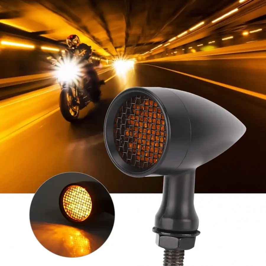 2pcs Universal Motorcycle plating Retro LED Bullet Turn Signal Indicator Light Accessories |