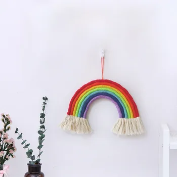 

Macrame Woven Wall Hanging Bohemian Room rainbow Tapestry Art Beautiful Apartment Dorm Room Decoration