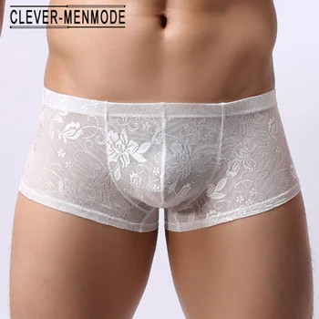 

Sexy Mens Lace Panties Male Lingerie Underpants Sheer Boxers Men Transparent Underwear Shorts Pouch Bulge Cueca