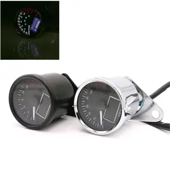 

Dragonpad Motorcycle Black/Silver Digital LED LCD KM/H Speedometer Odometer Speed Fuel Level Gauge Meter Motorbike Tachometer