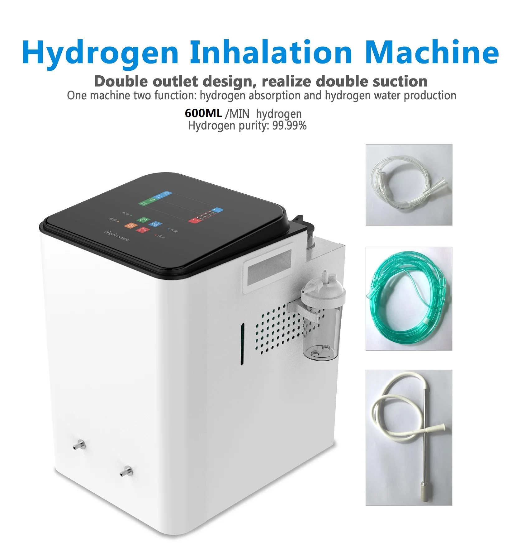 Hydrogen Generator Inhalation Machine with 600ml/Min Purity H2 Low Noise Hydrogen Water Purifier Ionizer SPE/PEM althy hydrogen inhalation machine