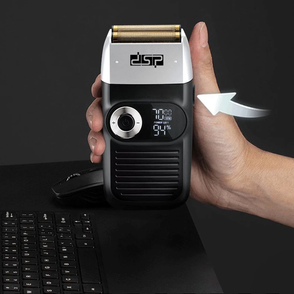 Aparador de Barba Elétrica para Homem Máquina de Acabamento de Cabelo Portátil com Display Barbeadores Carga Cabeça Navalha Viagem Digital Lcd Dsp Usb 7 Computers & Electronics