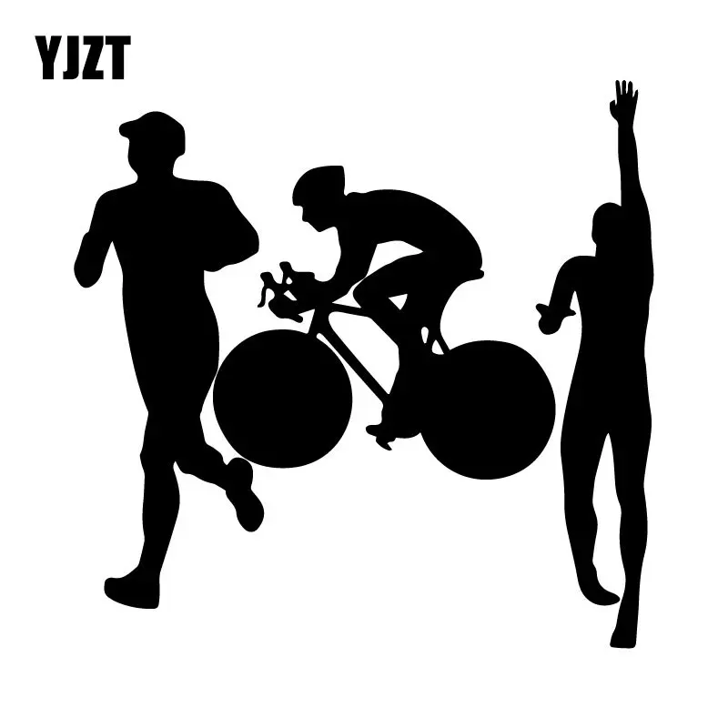 Yjzt 15.8 Centimetri * 15.4 Centimetri Triathlon Corsa Della Bici Di Nuotata Resistenza Ironman Auto-Styling Dell'Automobile Del Vinile Sticker Nero/ 