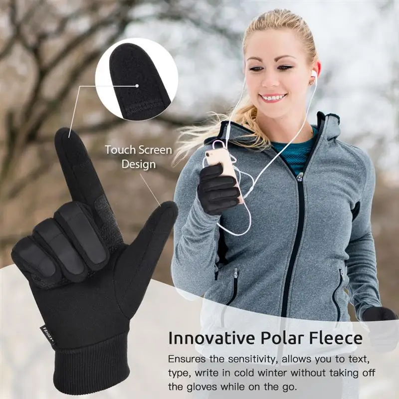 Vbiger зимние женские мужские перчатки с сенсорным экраном противоскользящие велосипедные перчатки черные спортивные перчатки
