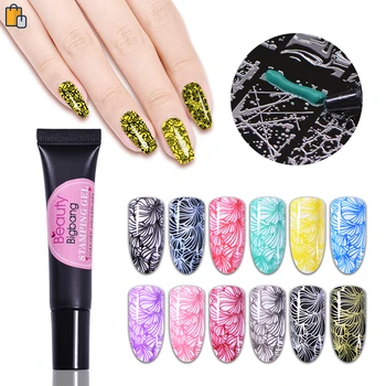 

BEAUTYBIGBANG 8ml Nail Stamping Gel Polish Stamp Print UV Gel Lacquer Soak Off Varnish For Nail Art Stamping Plate W09