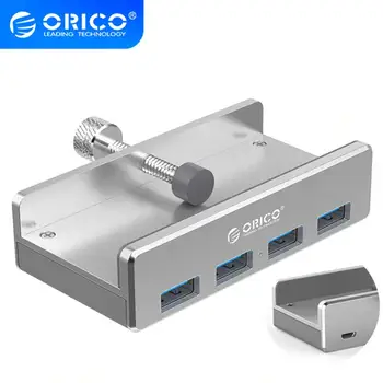 

ORICO USB Hub Aluminum Alloy External 4Ports USB 3.0 Usb Splitter with 10-30mm Adjustable Clip for Macbook Desktop Laptop PC