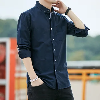 

Men's Japanese Oxford Men's Shirt New Men's Long Sleeve Cotton Shirt Embroidered Workwear