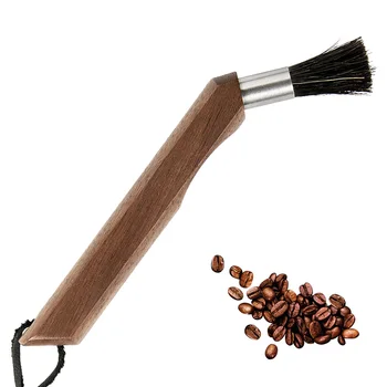

2020 Machine Cleaning Brush Coffee Grinder Brush Natural Boar Bristles Walnut Handle With Lanyard Kitchen Table Cleaning Tools
