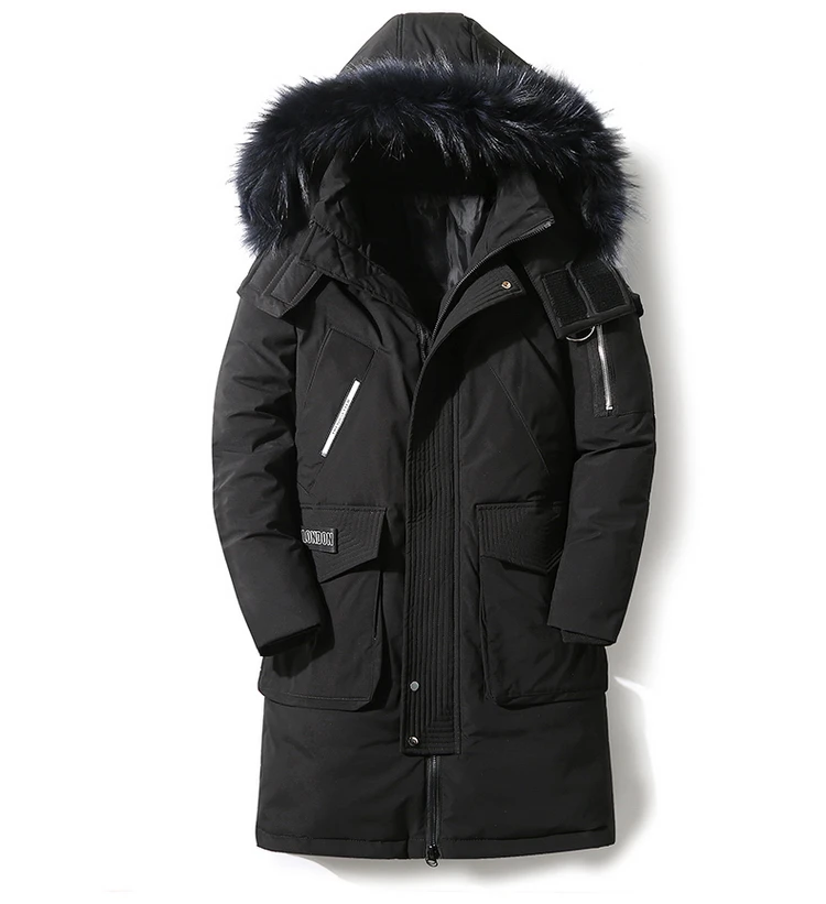 Камуфляжное пуховое пальто для мужчин-30 градусов, толстая зимняя Новая Большая теплая парка с натуральным меховым воротником, водонепроницаемая ветрозащитная куртка