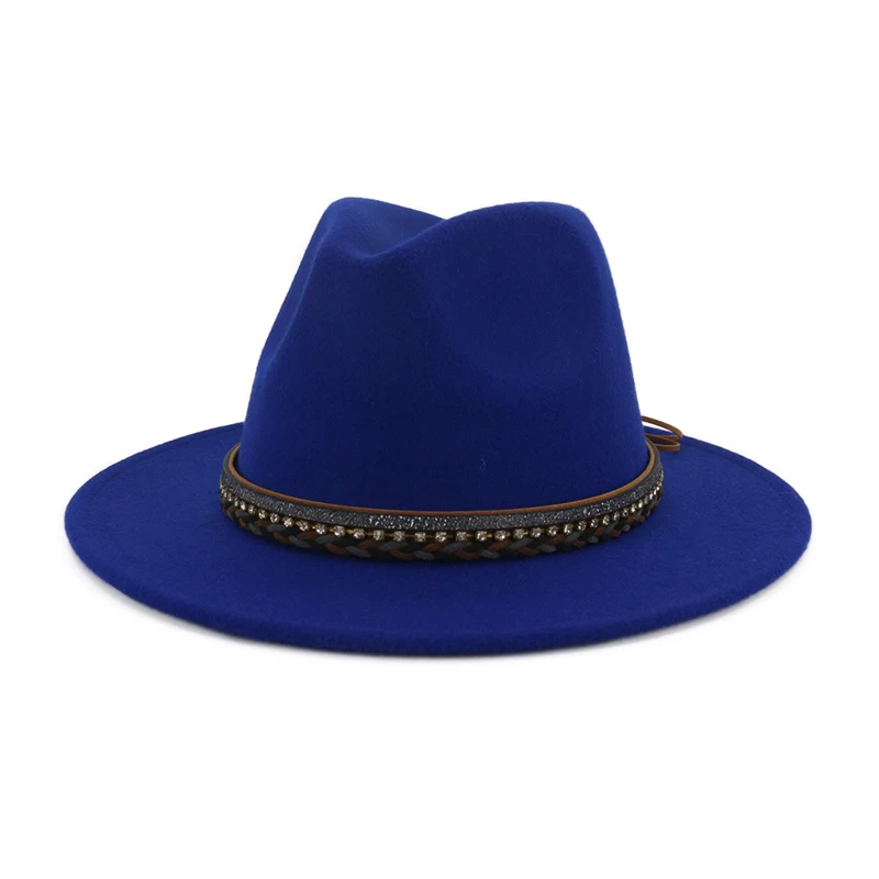 Royal Blue fedora FS Wo Для мужчин s фетровая шляпка шерстяная шляпа Для мужчин шерстяной джазовый Шапки розовый женский Повседневное с большими полями Винтаж; сезон осень; классические фетровая шляпа хаки красные, черные Кепки - Цвет: Royal Blue fedora
